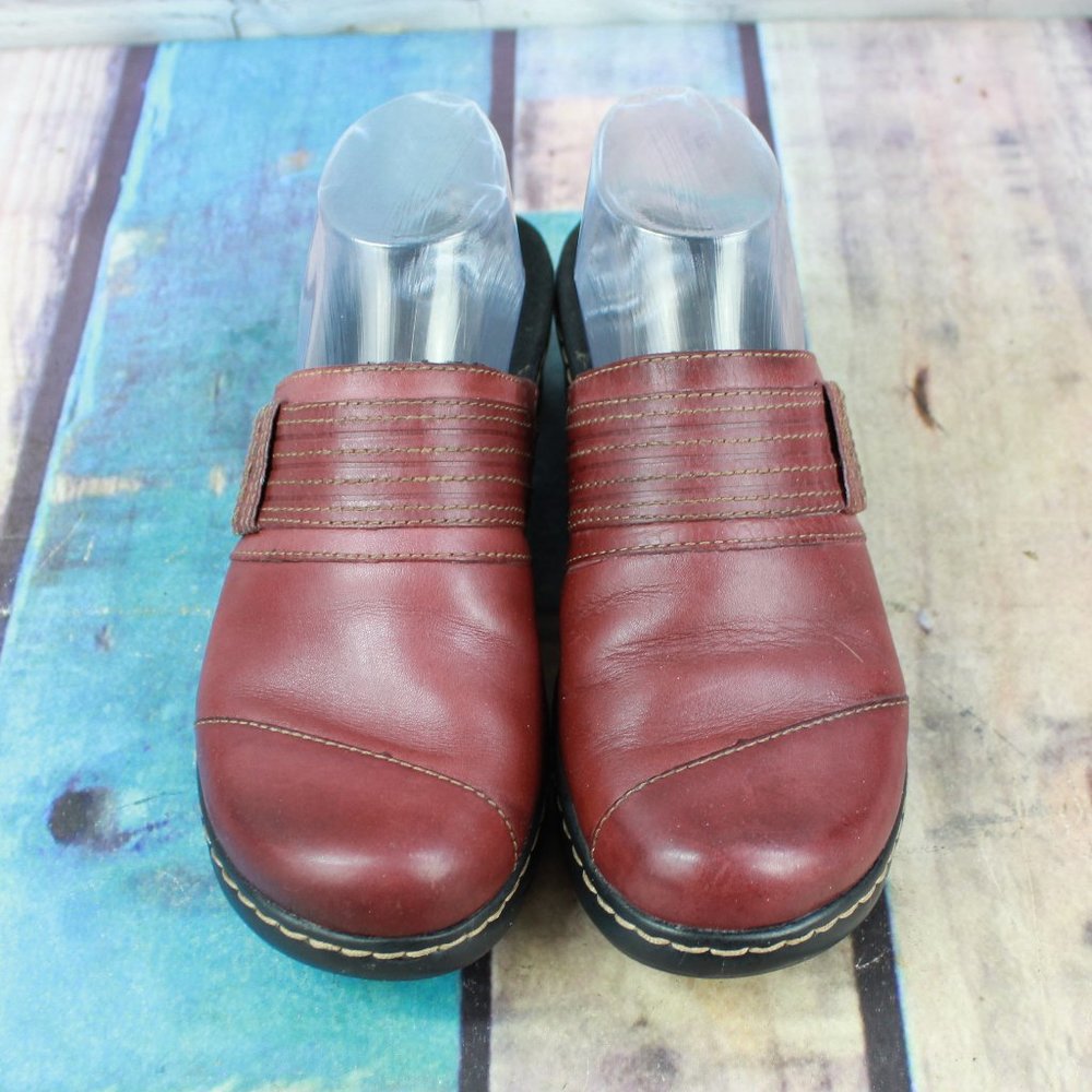CLARKS Bendable's Leather Slip-On Clogs Size 8.5 M - Picture 5 of 9